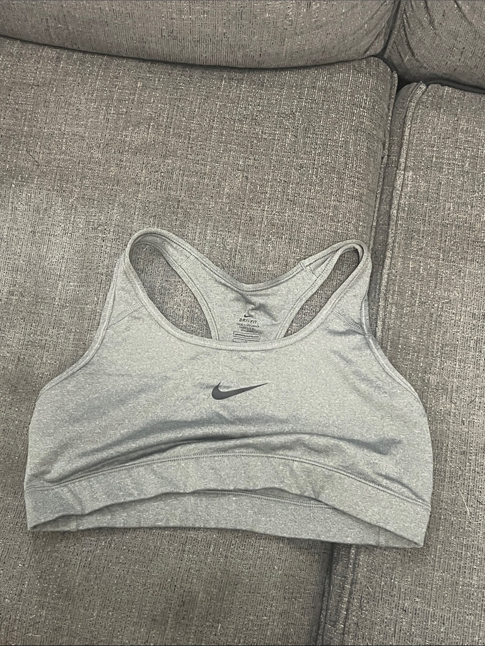 Nike Light Gray Racerback Sports Bra with Swoosh